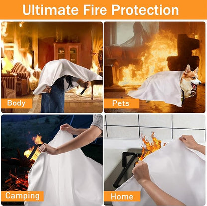 Mondoshop Fire Blanket Emergency for Home and Kitchen - 2pack 48"x48" Fire Blankets Fire Resistant Blanket for Camping, Grill, Car, Office, Warehouse, School, Picnic, Garages, Workshops