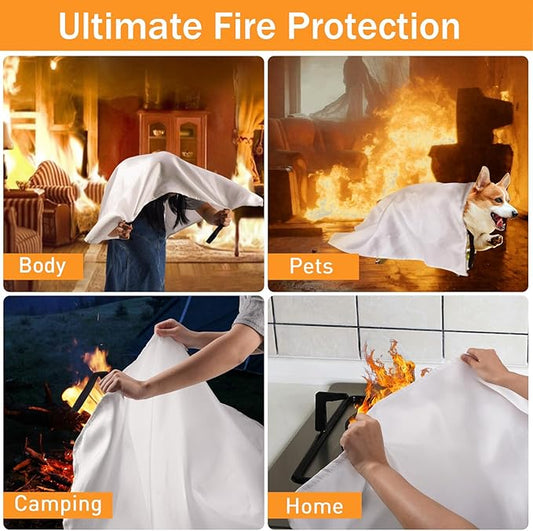 Mondoshop Fire Blanket Emergency for Home and Kitchen - 2pack 48"x48" Fire Blankets Fire Resistant Blanket for Camping, Grill, Car, Office, Warehouse, School, Picnic, Garages, Workshops