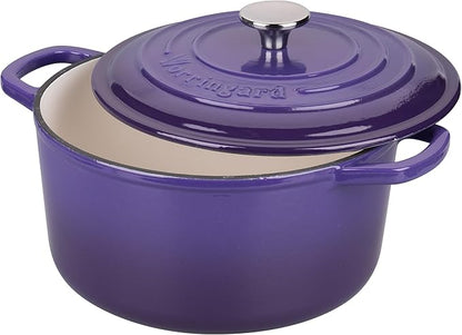 VORRINGARD Enameled Cast Iron Dutch Oven Pot with Lid, for Sourdough Bread Baking, Round Dutch Ovens, 4.5 Quart, Purple