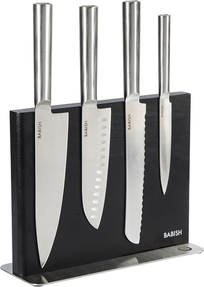 Babish 5 Piece 1.4116 German Steel Magnetic Knife Block Set Babish 5-Piece Forged Kitchen Knife Block Set – 1.4116 German Steel Cutlery with Magnetic Knife Holder – Professional Chef Knife Set