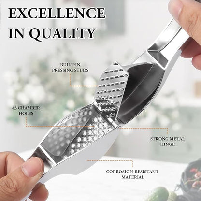 Heavy Duty Garlic Press, Die-Cast Zinc, Dishwasher Safe