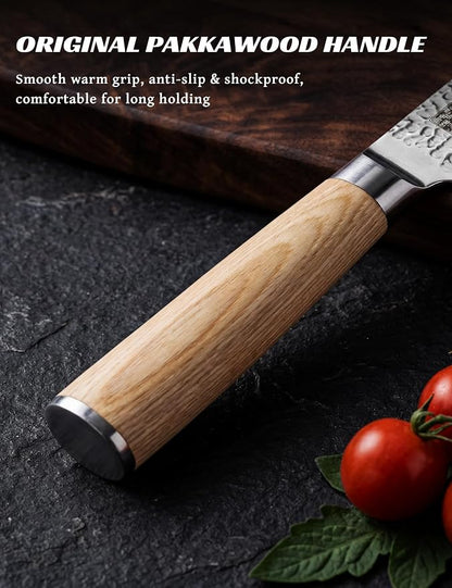 Damascus Chef Knife 8 Inch - VG-10 67-Layer Forged Steel,Lab Tested Razor-Sharp Edge and Long-lasting,Ergonomic Balance, Easy-Care Kitchen Gyuto Cutlery for Home Cooks