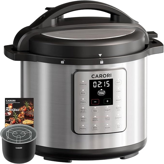 12-in-1 Electric Pressure Cooker 8 Quart, 1200W olla de presion Multi-Cooker with Non-Stick Ceramic Pot, Slow Rice Cooker, Saute, Steamer, Yogurt & Food Warmer, Delay Timer, Silver