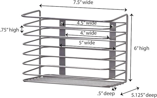 Household Essentials Door Mount Cabinet Organizer, Steel Wire Basket, Attractive Nickel Powder Coating, Great for Saving Space, Mounts to Solid Surface with Hardware Included