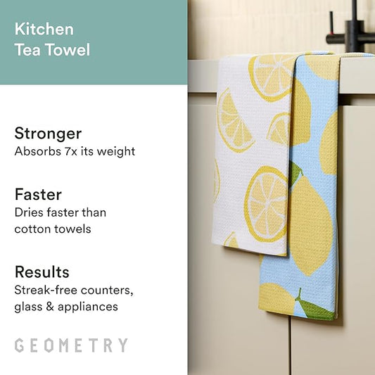 GEOMETRY Spring Kitchen Towels - Quick Dry Microfiber Cloth Spring & Summer Dish Towels for Kitchen Drying - Premium Quick Dry Towel - Flutter Bloom, 18" x 30" - 2-Pack