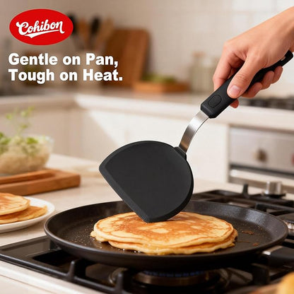 3 Piece Silicone Spatula Turner Set Cooking Utensils Set | Heat Resistant, Flexible Stainless Steel with Silicone, Nonstick Cookware Compatible, Dishwasher Safe