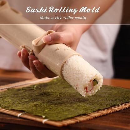 Delamu Sushi Making Kit, 22 in 1 Sushi Kit for Beginners/Pros Sushi Makers, with Bamboo Sushi Mats, Sushi Rolling Tube, Onigiri Mold, Rice Paddle, Sushi Knife, Guide Book & More