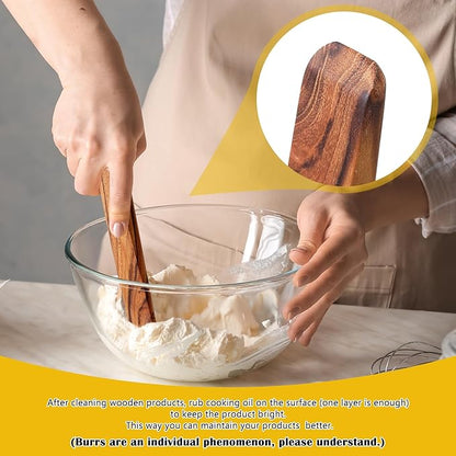 11 Inch Wooden Sourdough Bread Mixing Stir Stick Spurtle Wooden Sourdough Bread Making Tools Paddle Stirring Stick for Kitchen Cooking(Teak)