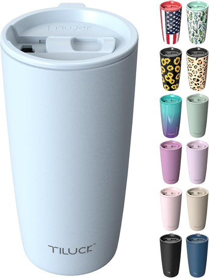 TILUCK 20 oz Insulated Tumbler with BPA-Free Lid, Stainless Steel Vacuum Travel Coffee Mug, Double Wall Coffee Tumbler（20oz，Matte LightBlue）