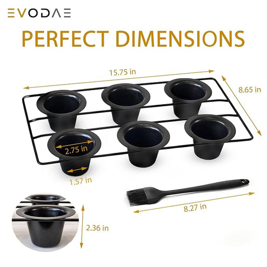 Popover Pans Set of 2 – 12 Cup (2x6) Pro-Grade Carbon Steel, Strong & Durable Build – Nonstick, PFOA & PTFE Free – Popover & Yorkshire Pudding Pan – Carefully Packaged in a Clean Black Box