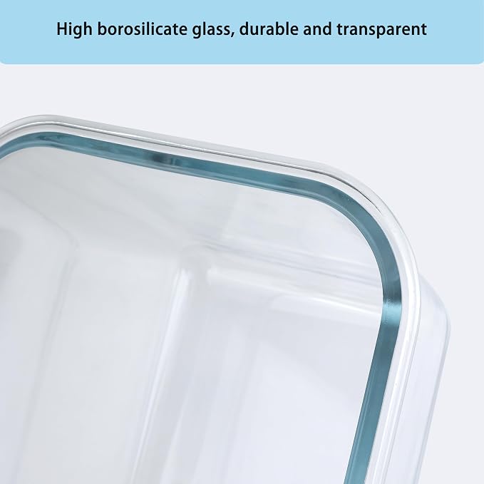 2 Pack 2600ml/88oz Large Glass Storage Containers With Lids - Meal Prep Containers With Leak Proof Locking - Glass Food Containers For Baking, Microwave, Oven