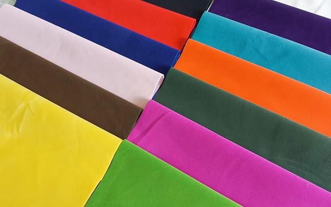 14pcs 12 x 12 Inches Solid DIY Flocked Fabric Suede Fabric Knitted Fleece Velvet DIY Material Set Precut Bundle Patchwork Squares for Home Crafts Sewing