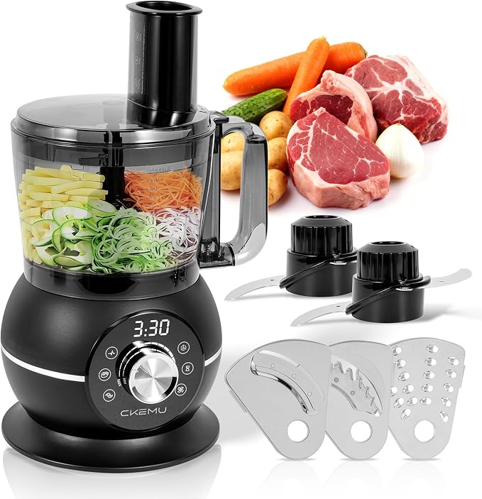 12 Cup Smart Food Processor | Electric Food Chopper Slicer, French-Fry Slicing Shredding Chopping Kneading Cutter, For Meat, Vegetable, Fries, Cheese