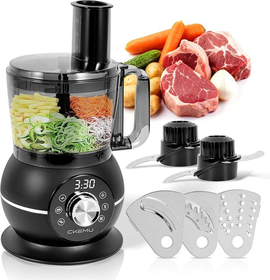 12 Cup Smart Food Processor | Electric Food Chopper Slicer, French-Fry Slicing Shredding Chopping Kneading Cutter, For Meat, Vegetable, Fries, Cheese