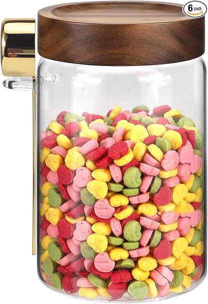 Glass Coffee Jars with Scoop Glass Jar Airtight Lid Seasoning Containers Glass Spice Jar Pantry Storage Containers for Kitchen Sugar Coffee Bean Nuts Cookies Herbs (900ml/30oz-1 pack -with spoon)