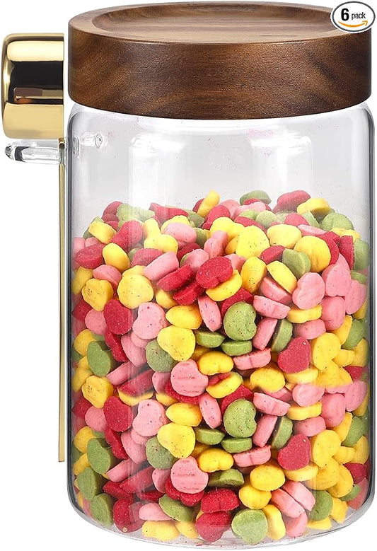 Glass Coffee Jars with Scoop Glass Jar Airtight Lid Seasoning Containers Glass Spice Jar Pantry Storage Containers for Kitchen Sugar Coffee Bean Nuts Cookies Herbs (900ml/30oz-1 pack -with spoon)