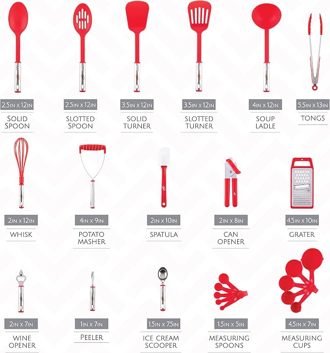 Kitchen Utensils Set, Cooking Utensil Set Kitchen Gadgets, Pots and Pans set Nonstick and Heat Resistant, 24 Pcs Nylon and Stainless Steel, Spatula Set, Apartment Essentials Kitchen Cookware Sets
