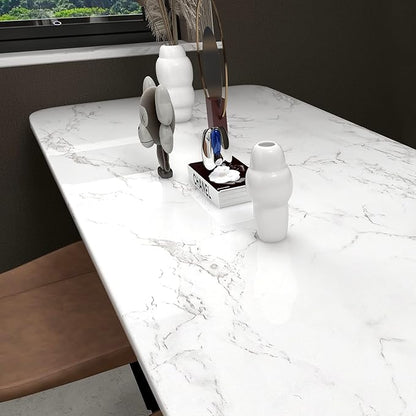 practicalWs Glossy Marble Contact Paper Granite White/Grey Kitchen Countertop Cabinets Furniture Refurbishment Wall Paper Thick Removable Wallpaper Peel and Stick Wall Decor Vinyl Wrap 11.8"x78.7"