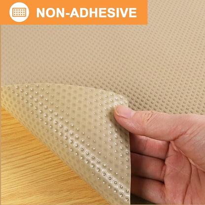 Cabinet Shelf Liner Khaki 17.7 inch Wide - Waterproof Pantry Cabinet Liner - Easy to Cut Kitchen Drawer Mat 17.7" x 300 Inch