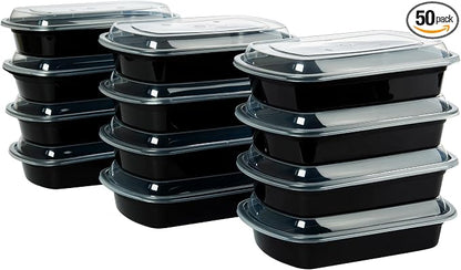Made in USA - 50 Pack 25oz Reusable Microwave & Dishwasher Safe Meal Prep Containers (25 Oz)