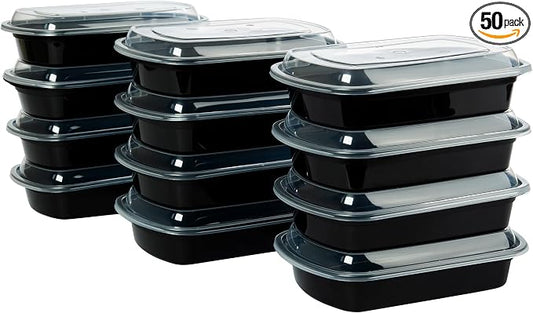 Made in USA - 50 Pack 25oz Reusable Microwave & Dishwasher Safe Meal Prep Containers (25 Oz)