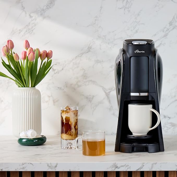 Flavia Aroma Brewer Bundle with 84 Freshpacks and 1 Merchandiser - Coffee Machine, Makes Coffee, Lattes, Tea, and other Hot or Iced Beverages, Multiple Brew Sizes, Grey, Works ONLY with Freshpacks