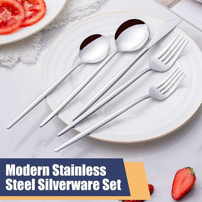 20 Piece Silverware Set,Stainless Steel Flatware Cutlery Set Service for 4 Including Forks Spoons Knives,Kitchen Utensil Set,Tableware for Home and Restaurant, Dishwasher Safe