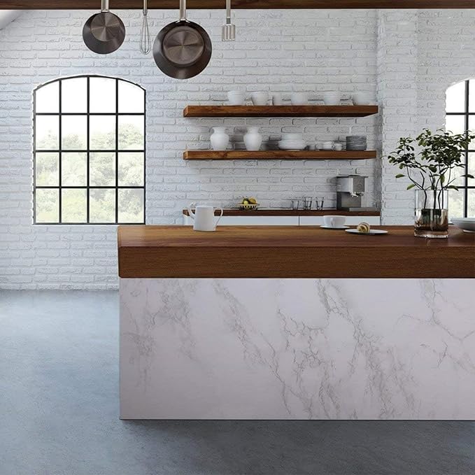 practicalWs Peel and Stick Marble Wallpaper 15.7'' x 472.4'' Marble Contact Paper for Cabinets and Drawers, White Gray Granite Self Adhesive Removable Kitchen Backsplash Vinyl Wall Paper