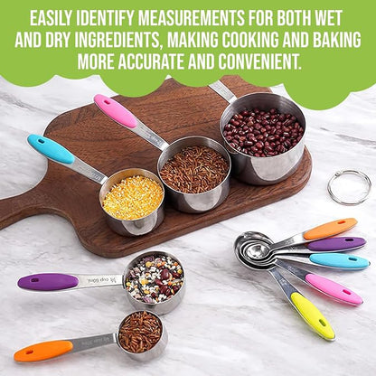 Measuring Spoons Set, Stainless Steel Measuring Spoons for Cooking and Baking, Heavy Duty Kitchen Gadgets for Easy Storage, Perfect Kitchen Utensils Gadgets (Set of 10)