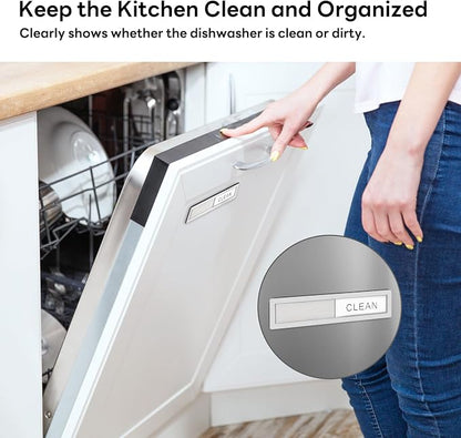 KitchenTour Dishwasher Magnet Clean Dirty Sign, Premium Stainless Steel Clean Dirty Magnet for Dishwasher Funny, Strong Magnet Non-Scratch Dishwasher Sign Kitchen Decor and Accessories