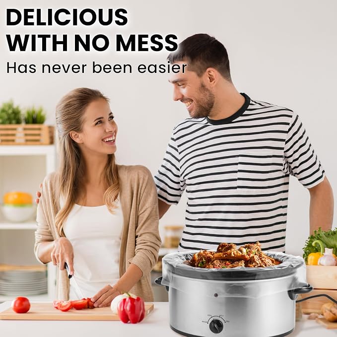 OLESBUR 30 Count Slow Cooker Liners, 13"x21", Fits 3-8 Quarts, Disposable Pot Liners Compatible with Crockpot, Oval Large Size, BPA-Free Cooking Bags, Kitchen Accessories, Cook with Ease