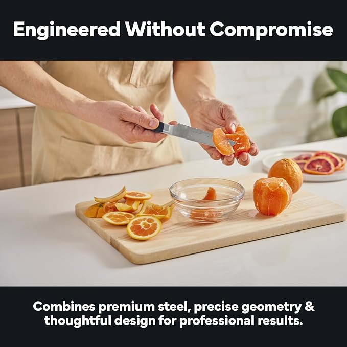 Misen Serrated Bread Knife - High-Carbon Japanese AUS8 Steel - Perfect for Soft Foods, Bread, Pastries, and Fruits - Verstatile Slicer, Razor-Sharp Edge, Durable Blade, Ergonomic Handle - 5", Black