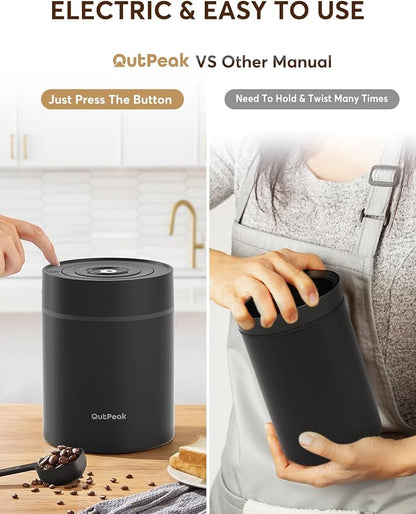 OUTPEAK Neo Latest Kilo Auto Vacuum Coffee Canister, 1.5L Capacity for 17.6oz of Coffee Beans, One-Button Operation, Stainless Steel Coffee Storage Container with Scoop (Barista Champion's Choice)