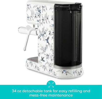 CASABREWS CM5418 Espresso Machine 20 Bar, Small Espresso Maker with Steam Milk Frother, Stainless Steel Coffee Machine with 34oz Removable Water Tank for Cappuccino, Latte Machine, Blue Willow