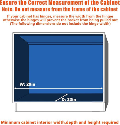 LOVMOR Pull Out Cabinet Organizer and Storage 28½" W x 21½" D, Slide Out Shelves for Kitchen Cabinets