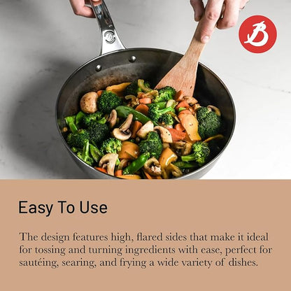 de Buyer MINERAL B Pro Carbon Steel Country Fry Pan - 9.5” Diameter, 6.5” Cooking Surface - Ideal for Sauteing, Simmering, Deep Frying, Stir Frying - Naturally Non-Stick Finish - Made in France