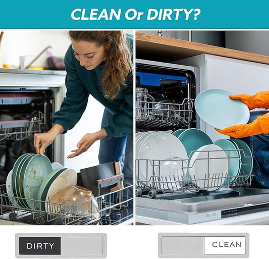 Dishwasher Magnet Clean Dirty Sign, Strong Magnet Non-Scratch Clean Dirty Magnet for Dishwasher, Easy to Read & Slide