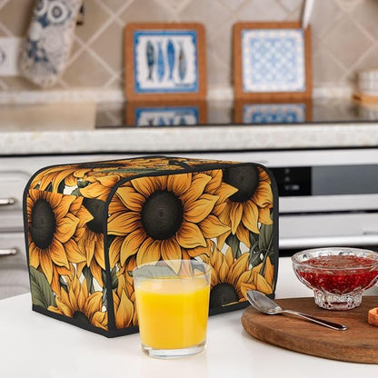 Sunflower Pattern 2 Slice Toaster Cover Wide Slot Dustproof Bread Maker Cover Fingerprint Protection Kitchen Appliance Cover Toaster Bag