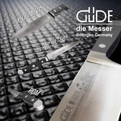 Güde Alpha Series Hand Forged/Sharpened Tomato Knife Knife With Black Hostaform Handle 5-In, Made in Solingen, Germany Since 1910