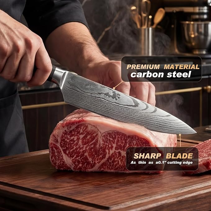 Kitchen Knife, High Carbon Stainless Steel Professional Sharp Chef Knife Set, Japanese Chefs Knives for Home Food Cooking Meat Cutting, Chopping Knife