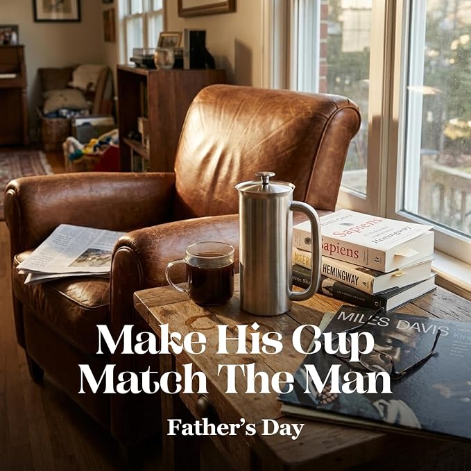 ESPRO Fathers Day French Press Coffee Maker for Dad, Pro P7 Brushed Stainless Steel 304, Patented Double Walled Micro-Filter, Insulated Grit-Free Brew, Heat Resistant BPA Free, 32oz