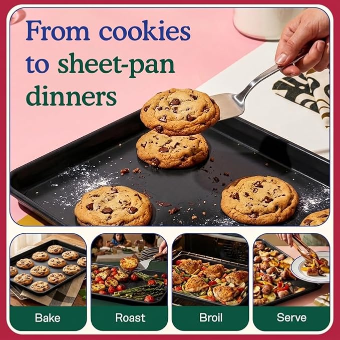 Great Jones Holy Sheet Pan (Pepper) | Nonstick, Half-Sheet Pan | Aluminized Steel, 18.5" x 13.5" | For Baking, Roasting, & Broiling | Premium Bakeware with Even Heat Distribution | Dishwasher-Safe