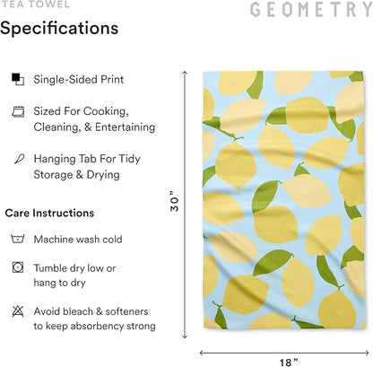 GEOMETRY Tea Towels – Spring & Summer Collection – Quick-Dry, Ultra-Absorbent, Reusable Microfiber Kitchen Towels for Drying & Cleaning - Main Squeeze - 2 Pack