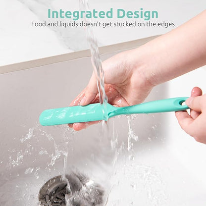 U-Taste Skinny Silicone Jar Spatula: 600ºF Heat-Resistant Food-Grade 10in Long Narrow Sourdough Stirring Stick, Seamless Flexible Peanut Butter Spreader for Scraping Icing Bread Cream, Jam (Aqua Sky)