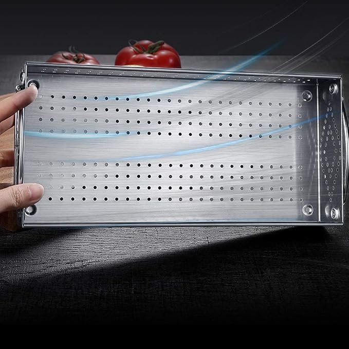 Large Silverware Drawer Organizer, 304 Stainless Steel Mesh Utensil Organizer for Kitchen Drawers Organizer Metal Flatware Tray for Knives, Spoons,Cosmetic - 12.0x5.5X2.0 Inch