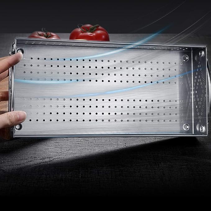 304 Stainless Steel Cutlery Tray Drawer Organizer - Mesh Kitchen Utensil Drawer Organizer/Silverware Storage Kitchen Utensil Flatware Tray - 11.3x4.1x2.0 Inch