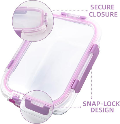 C CREST Airtight Food Storage Glass Containers with Locking Lids- 5 Large (32oz) and 5 Small (12oz), Leak-proof