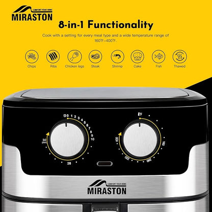 8.5QT Large Air Fryer, Stainless Steel Air Fryers with Gift Box | XL FAMILY SIZE: 8.5QT capacity for batch cooking; durable stainless steel design with PFAS-free coating for healthy meals.