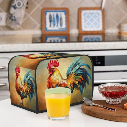 Toaster Cover 2 Slice Wide Slot Farm RoosteBread Toaster Oven Dustproof Cover Small Appliance Kitchen Covers Dust and Fingerprint Protection for Women Gift 2 Slice