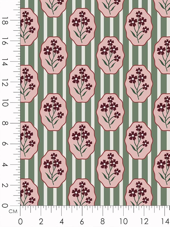 Cotton Patchwork Quilting Fabric Panel – 155×100 cm, 100% Cotton, Made in Türkiye (PRT_KUP 01-001) (Vintage Cottage Blooms, 5 pcs (23.6x11.8 inc))